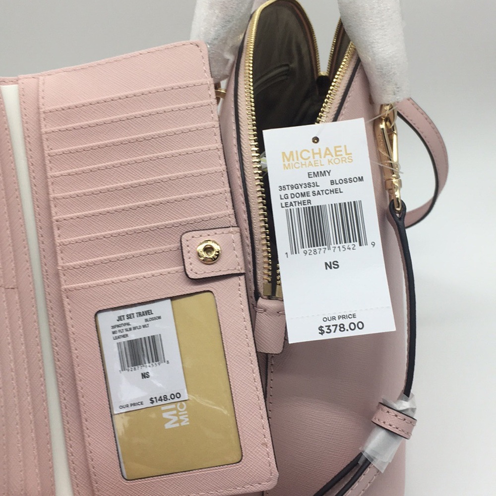 Michael Kors LG Dome Satchel Bag & Wallet BLOSSOM - Picture 7 of 10